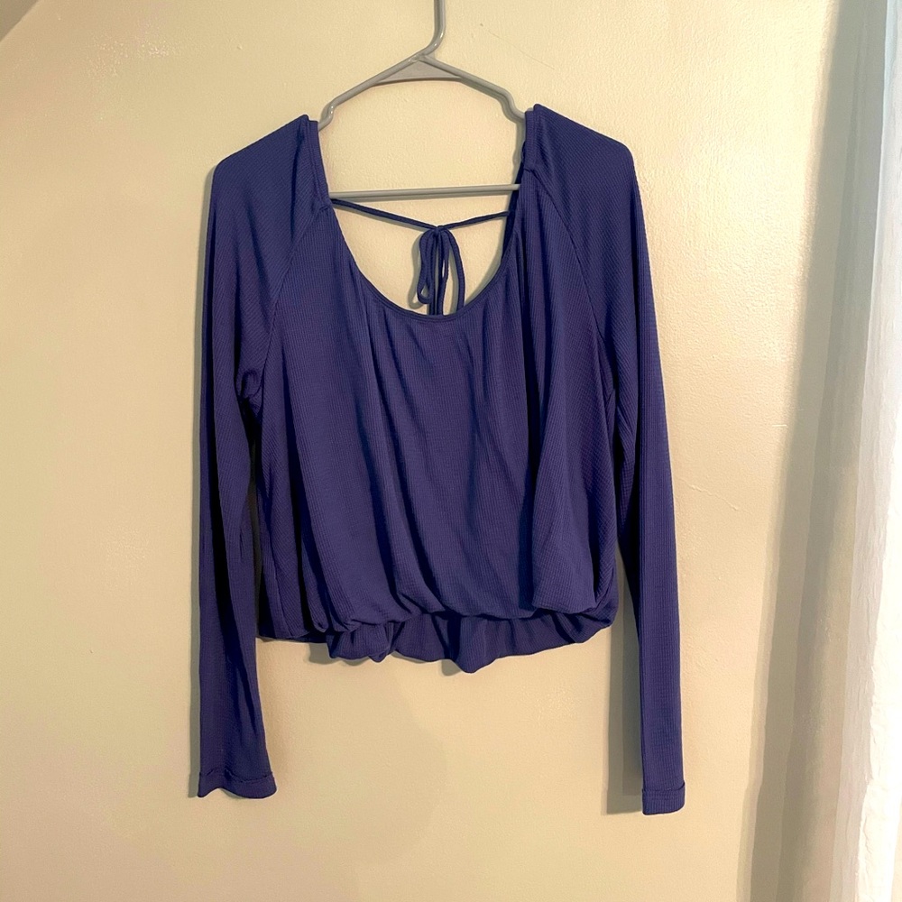 10 DOLLAR SALE ON EVERYTHING: Free People Purple Cropped Waffle Knit Top